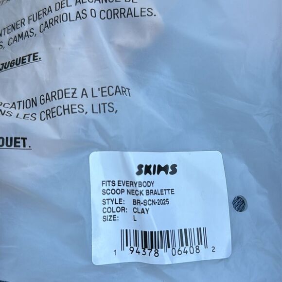 SKIMS FITS EVERYBODY SCOOP NECK BRALETTE‎ CLAY M & L New With Tags - Picture 7 of 7